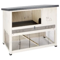 Ferplast Konijnenhok Charlie - Dierenverblijf - 117x67x96 Cm Wit Grijs