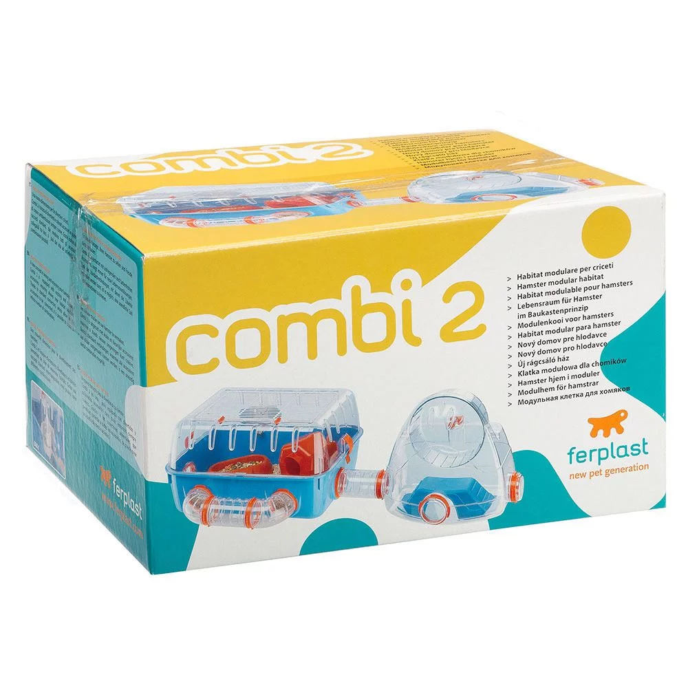 Ferplast Hamsterkooi Combi 2 - Dierenverblijf - 79.5x29.5x26x3 Cm Blauw Oranje - Image 2