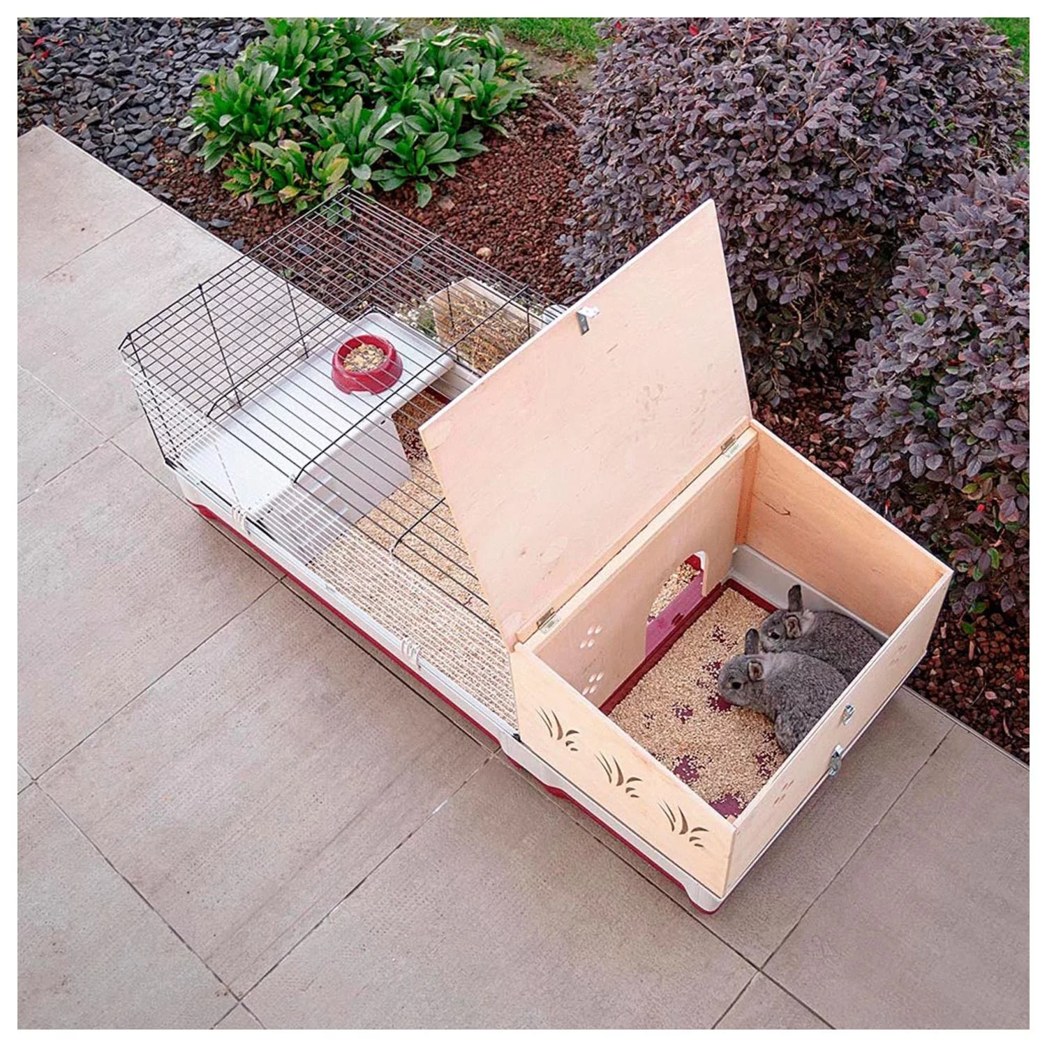 Ferplast Knaagdierenkooi Krolik 140 Plus - Dierenverblijf - 142x60x50 Cm Grijs Rood - Image 4