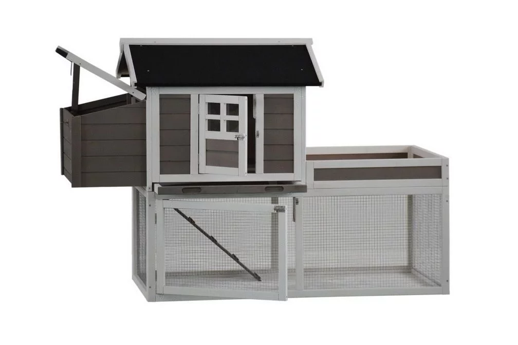 Homestyle Konijnenhok Norway - Dierenverblijf - 170x80x112 Cm Donkergrijs Wit - Image 3