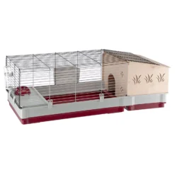 Ferplast Knaagdierenkooi Krolik 140 Plus - Dierenverblijf - 142x60x50 Cm Grijs Rood