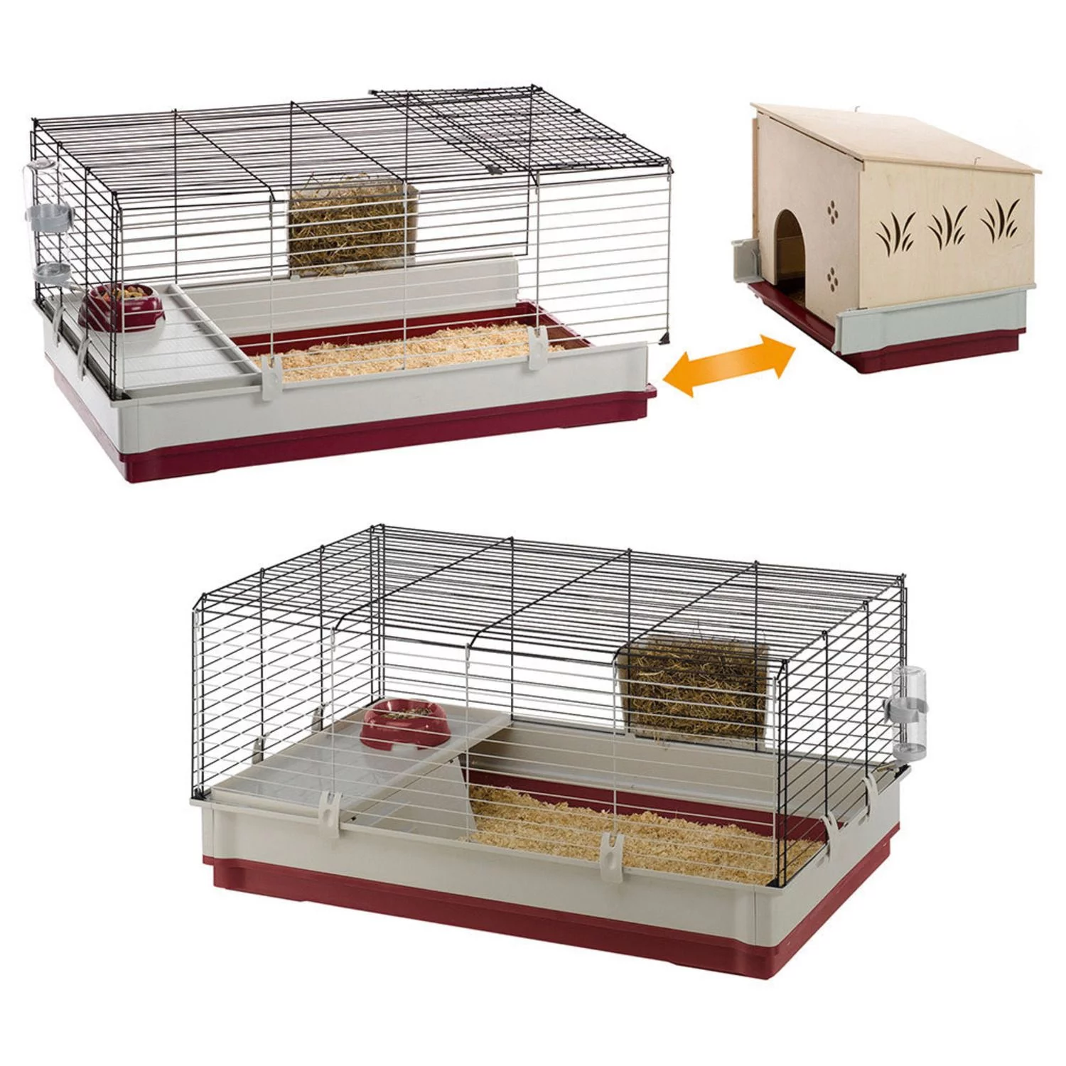 Ferplast Knaagdierenkooi Krolik 140 Plus - Dierenverblijf - 142x60x50 Cm Grijs Rood - Image 5