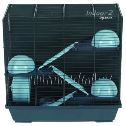 Zolux Indoor2 Knaagdierenkooi Triplex 50 - Dierenverblijf - 29x51x47.5 Cm Blauw Donkergrijs Knaagdierenkooi