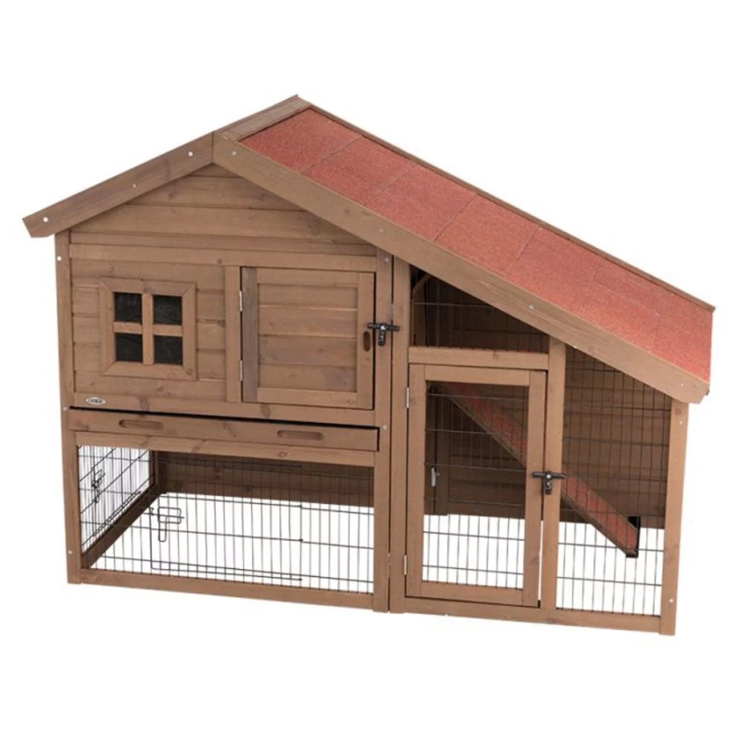 Trixie Natura Konijnenhok Roger - Dierenverblijf - 151x80x107 Cm Donkerbruin