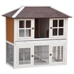 Homestyle Konijnenhok Palace - Dierenverblijf - 125x68x118 Cm Wit Naturel