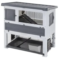 Ferplast Konijnenhok Grand Lodge 120 Plus - Dierenverblijf - 115.5x73x117 Cm Grijs 120