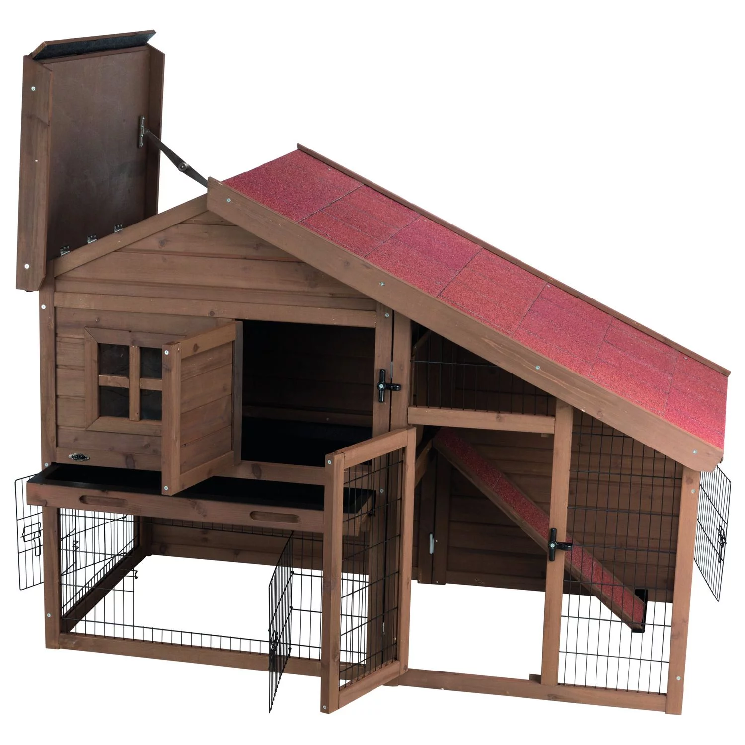 Trixie Natura Konijnenhok Roger - Dierenverblijf - 151x80x107 Cm Donkerbruin - Image 2