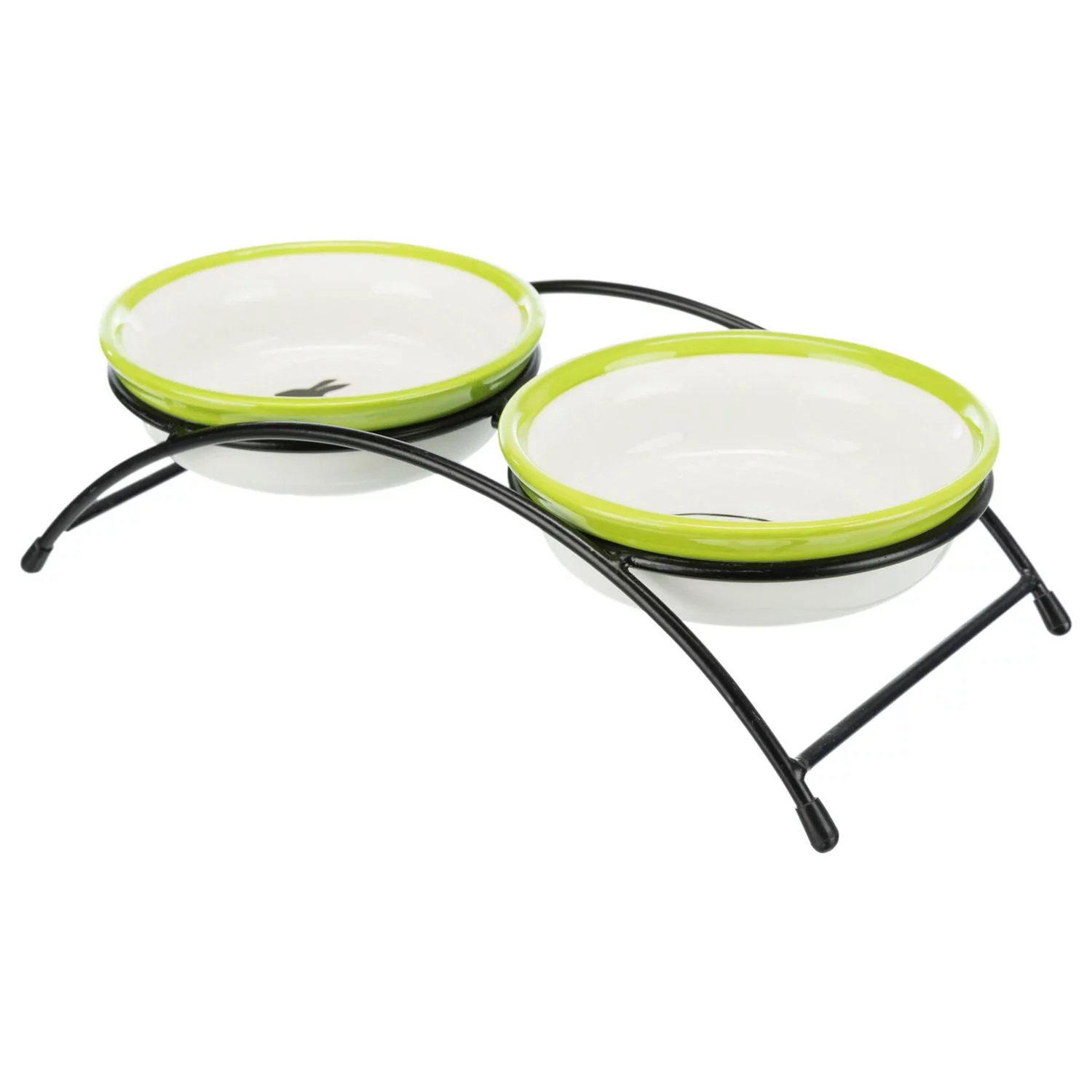 Trixie Voer En Waterset Op Standaard - Voer/Waterbak - 2x ø13cm Cm Wit Groen Zwart - Image 2