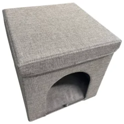 Adori Kattenhuis Met Poef Moon - Kattenmand - 36.5x36.5x36.5 Cm Grijs