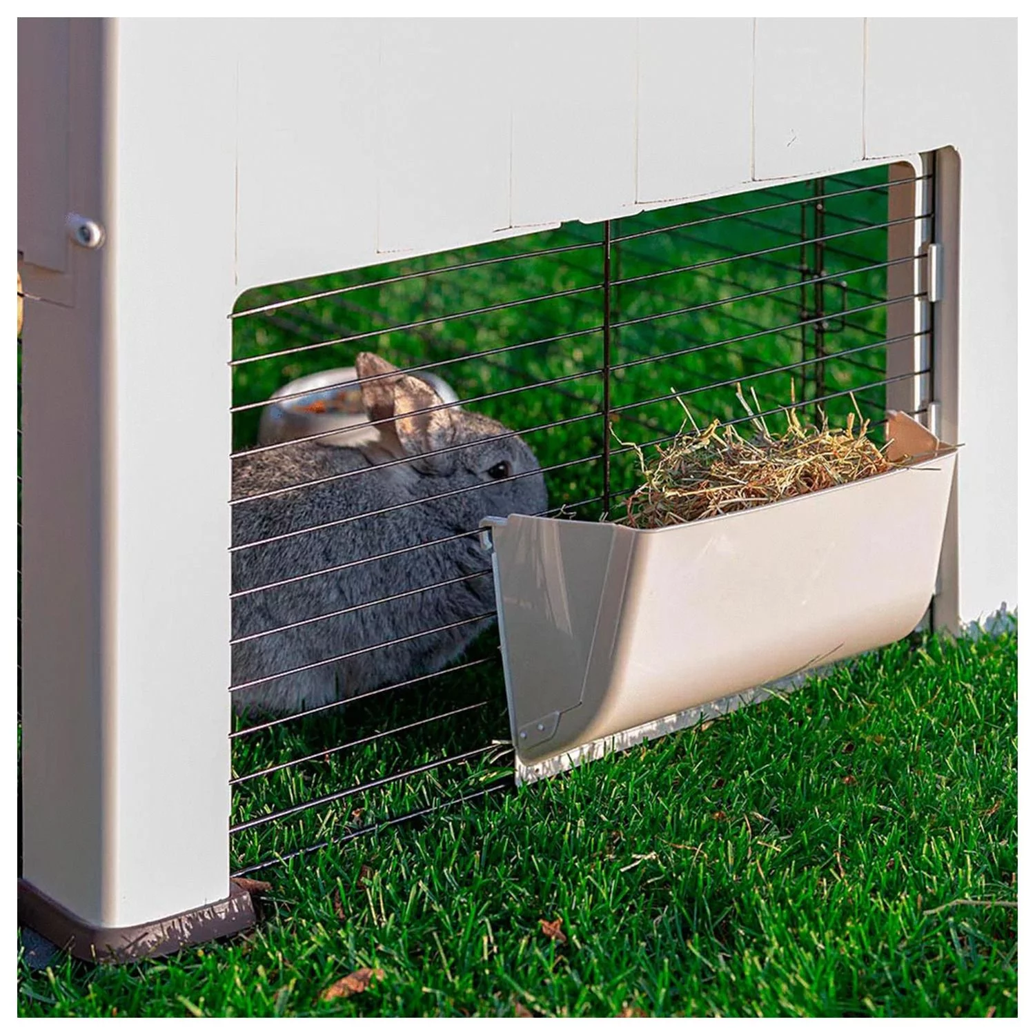 Ferplast Konijnenhok Grand Lodge 140 - Dierenverblijf - 134x73x110 Cm Grijs Wit - Image 3