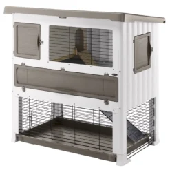 Ferplast Konijnenhok Grand Lodge 120+ - Dierenverblijf - 117x69x101 Cm Wit Taupe