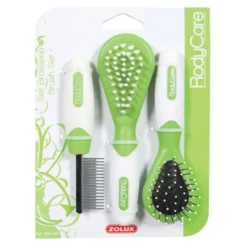 Zolux Borstelset Kleine Dieren - Vachtborstel - 13.5x3.5x18 Cm Groen Wit