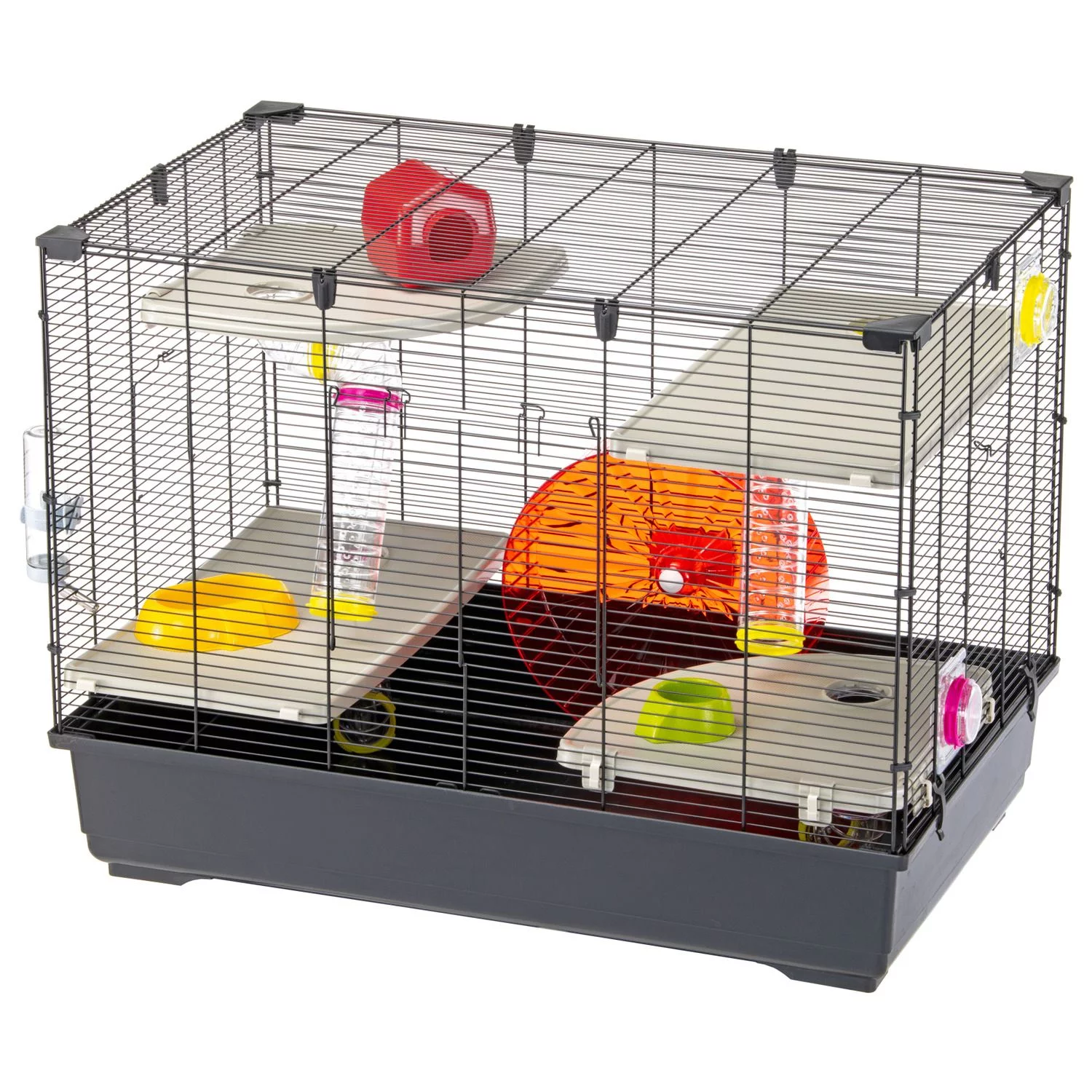 Ferplast Knaagdierenkooi Cage Village 80 - Dierenverblijf - 82x51x62 Cm Zwart
