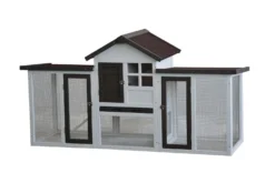 Homestyle Konijnenhok Fenna - Dierenverblijf - 180x62x93 Cm Bruin Wit