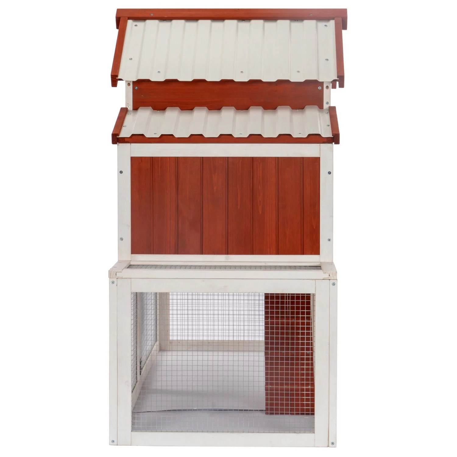 Adori Konijnenhok Hazel - Dierenverblijf - 141x67x112 Cm Rood Wit - Image 3