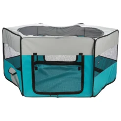 Trixie Ren Met Net En Bodem - Dierenverblijf - Ø150x65 Cm 3920 G Turquoise Lichtgrijs