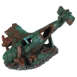 Aqua Della Gezonken Vliegtuig - Aquarium - Ornament - 17x12.5x11 Cm