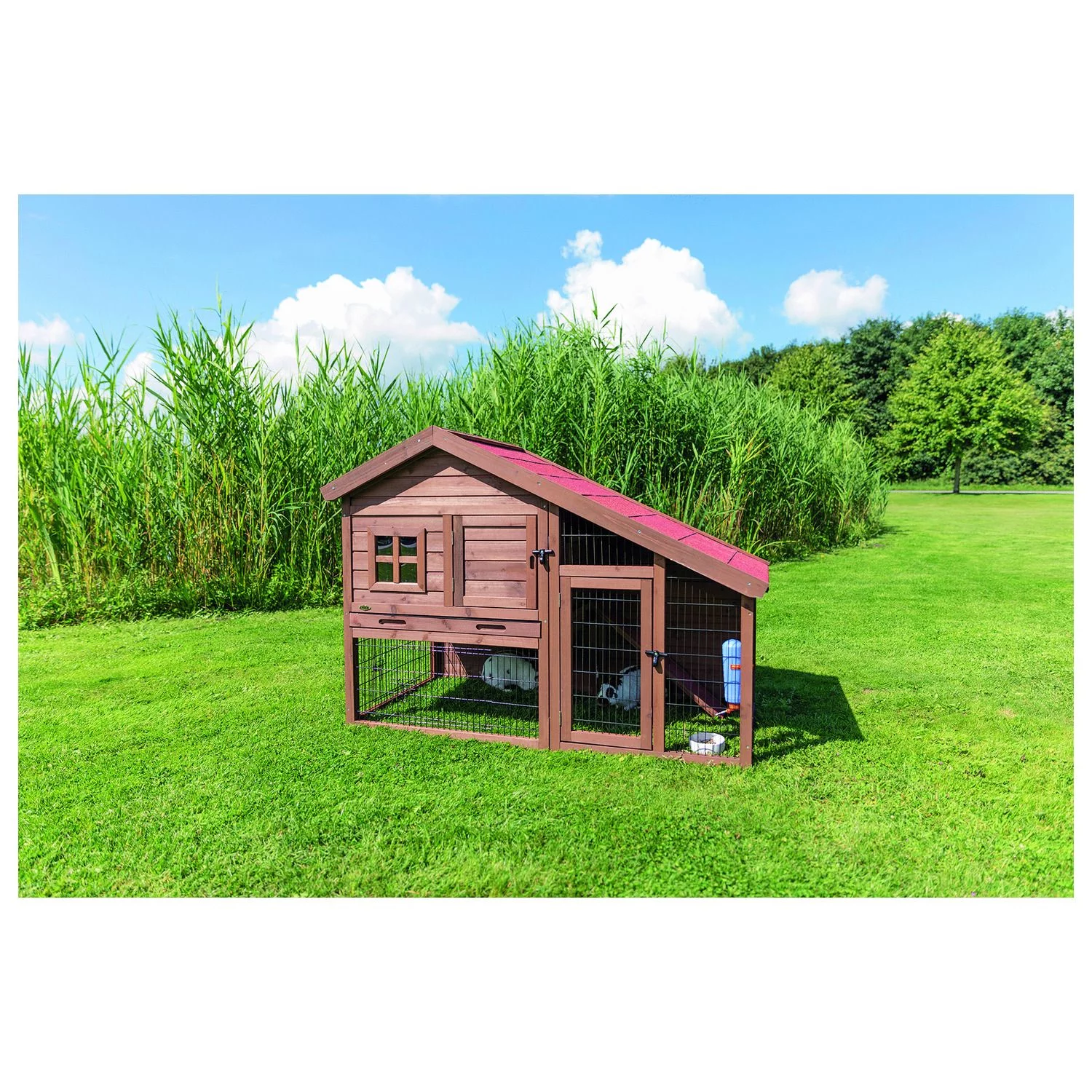 Trixie Natura Konijnenhok Roger - Dierenverblijf - 151x80x107 Cm Donkerbruin - Image 4