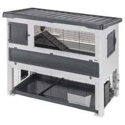 Ferplast Konijnenhok Grand Lodge 140 Plus - Dierenverblijf - 134x73x117 Cm Grijs