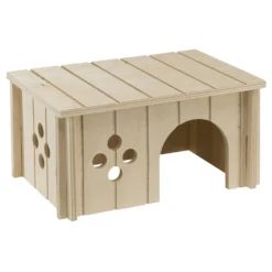 Ferplast Caviahuisje Hout Sin 4645 - Kooi Accessoire - 26x18.5x13.5 Cm