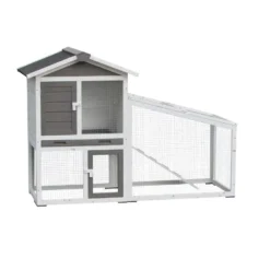 Homestyle Konijnenhok Lodi - Dierenverblijf - 140x65x100 Cm Wit Grijs