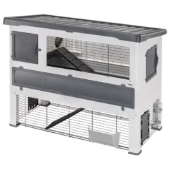 Ferplast Konijnenhok Grand Lodge 140 - Dierenverblijf - 134x73x110 Cm Grijs Wit