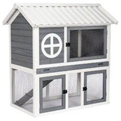 Adori Konijnenhok Izzy - Dierenverblijf - 111x71x115 Cm Grijs Wit