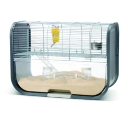 Savic Knaagdierenkooi Lugano - Dierenverblijf - 60x29x44 Cm Antraciet Zilver Transparant