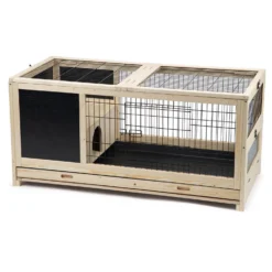 Beeztees Konijnenkooi Jez - Dierenverblijf - 116X54x55.5 Cm Zwart Blank