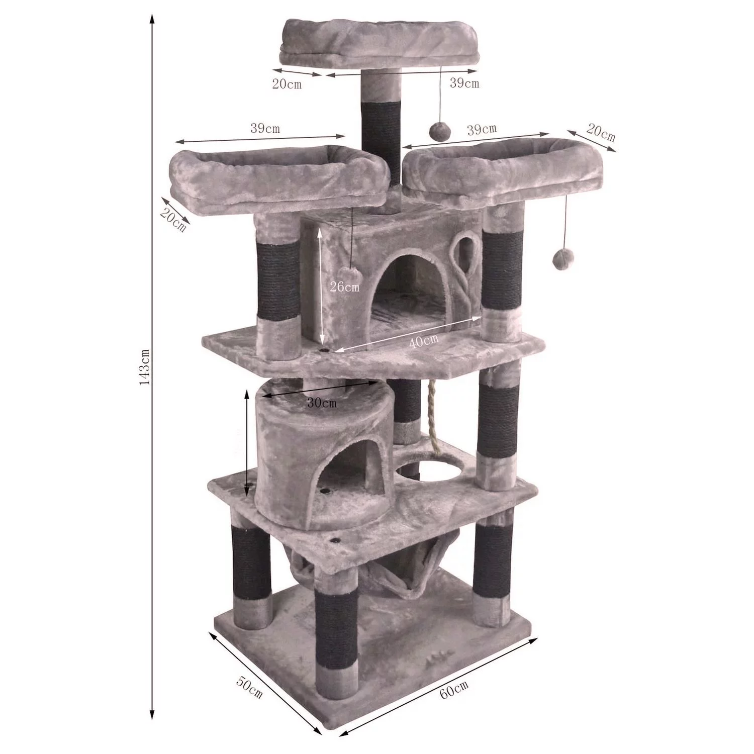 Adori Krabpaal Lily - Krabpalen - 60*50*143 Cm 21 Kg Grijs Zwart - Image 2