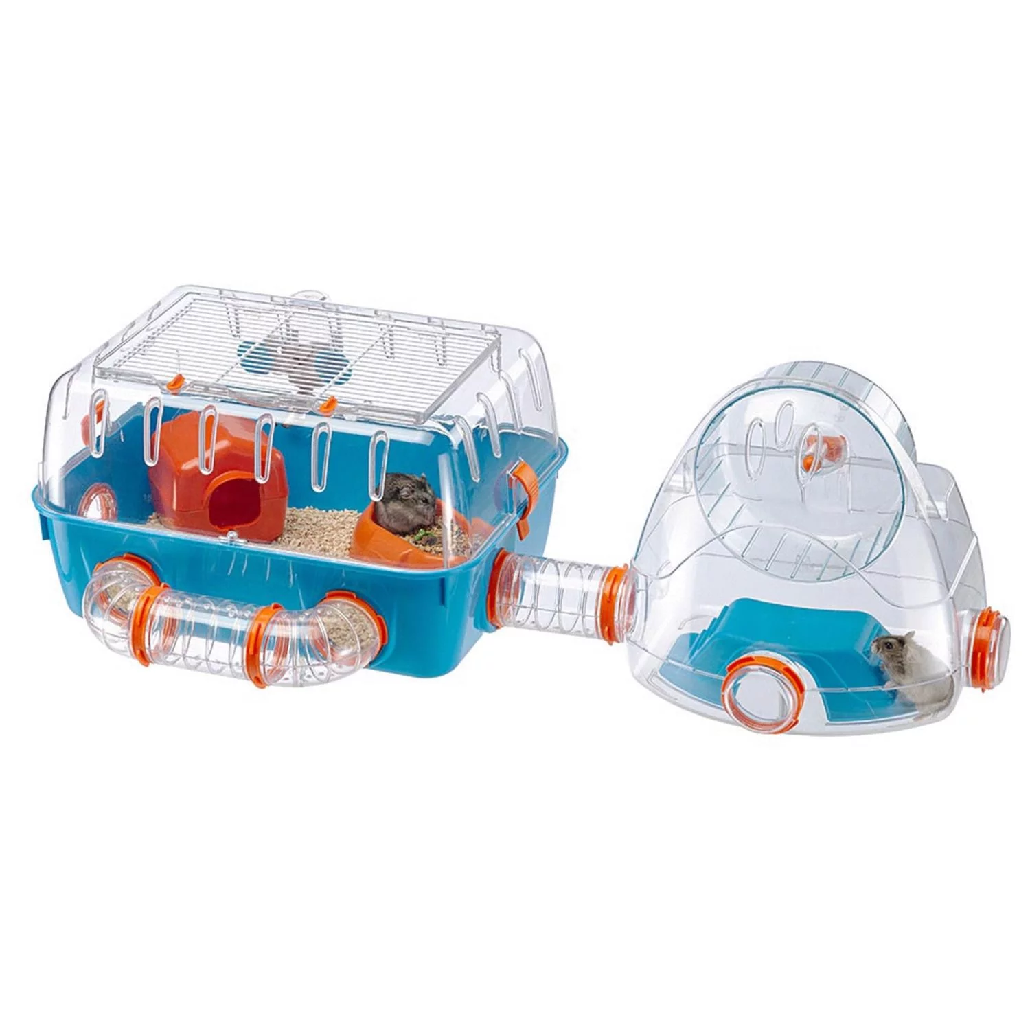 Ferplast Hamsterkooi Combi 2 - Dierenverblijf - 79.5x29.5x26x3 Cm Blauw Oranje - Image 3